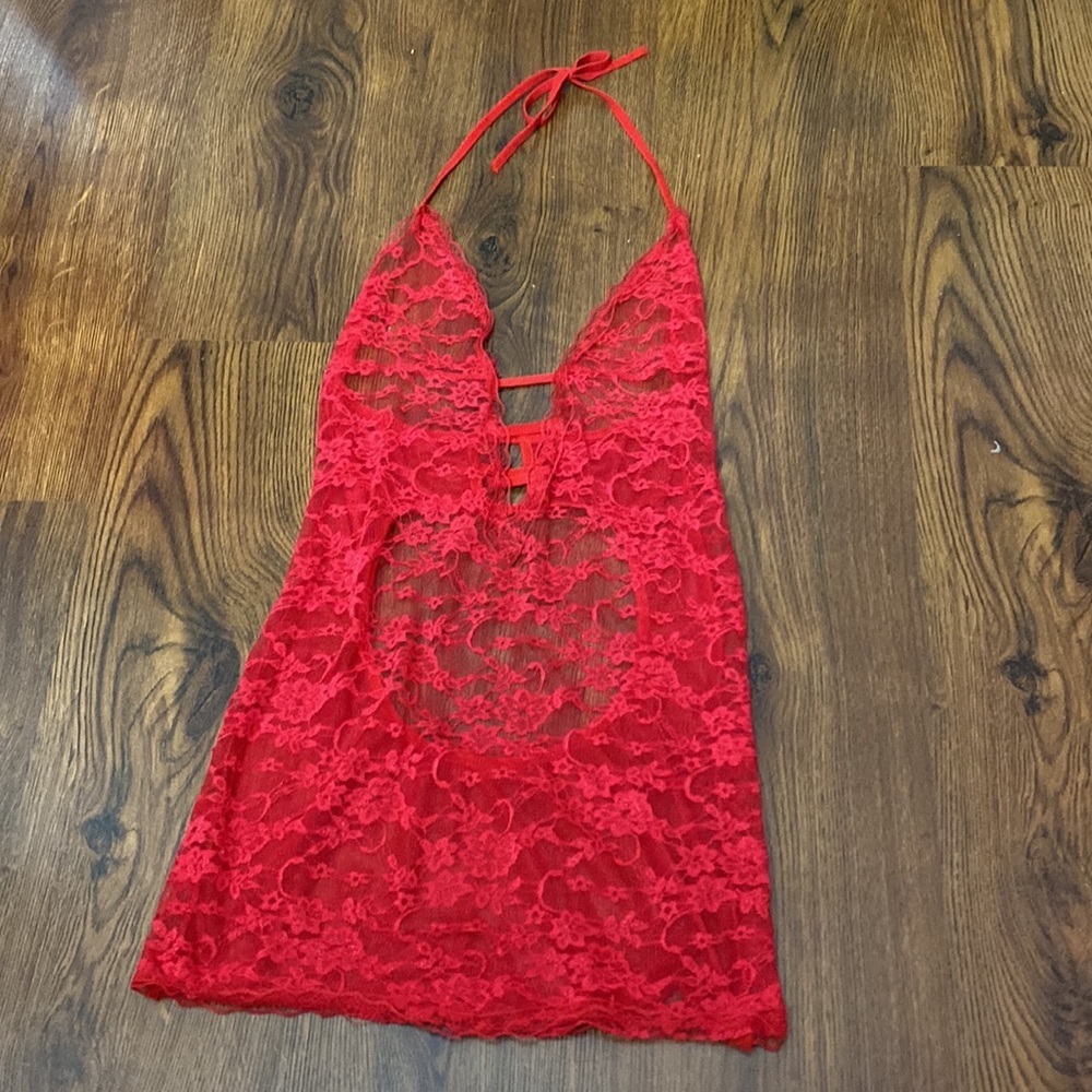 🍒 Cherry Red Lace Teddy Dress 🍒 - Picture 4 of 10